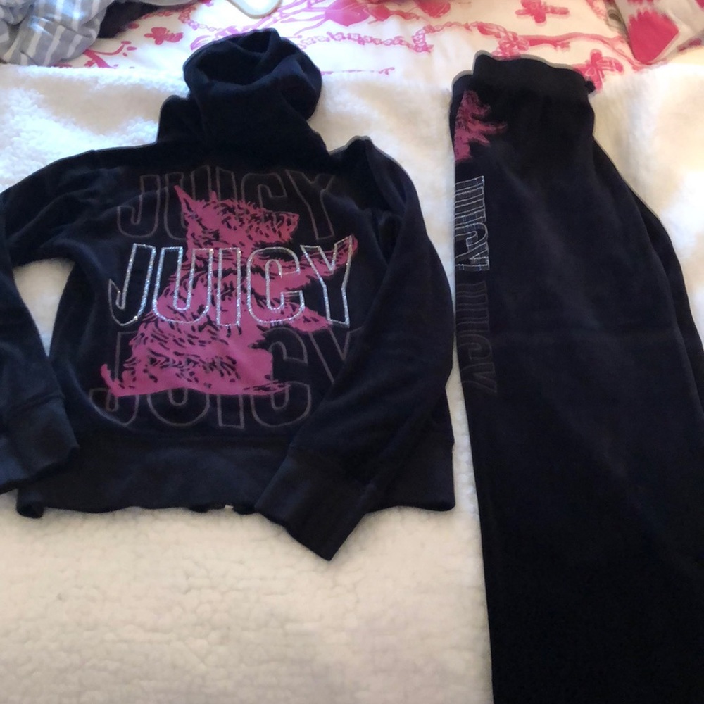 Juicy couture girls kids velour hoodie set size 8